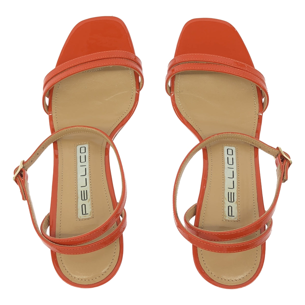 PELLICO | 漆皮繫帶高跟涼鞋 | 35碼 | 橘色 | 女款