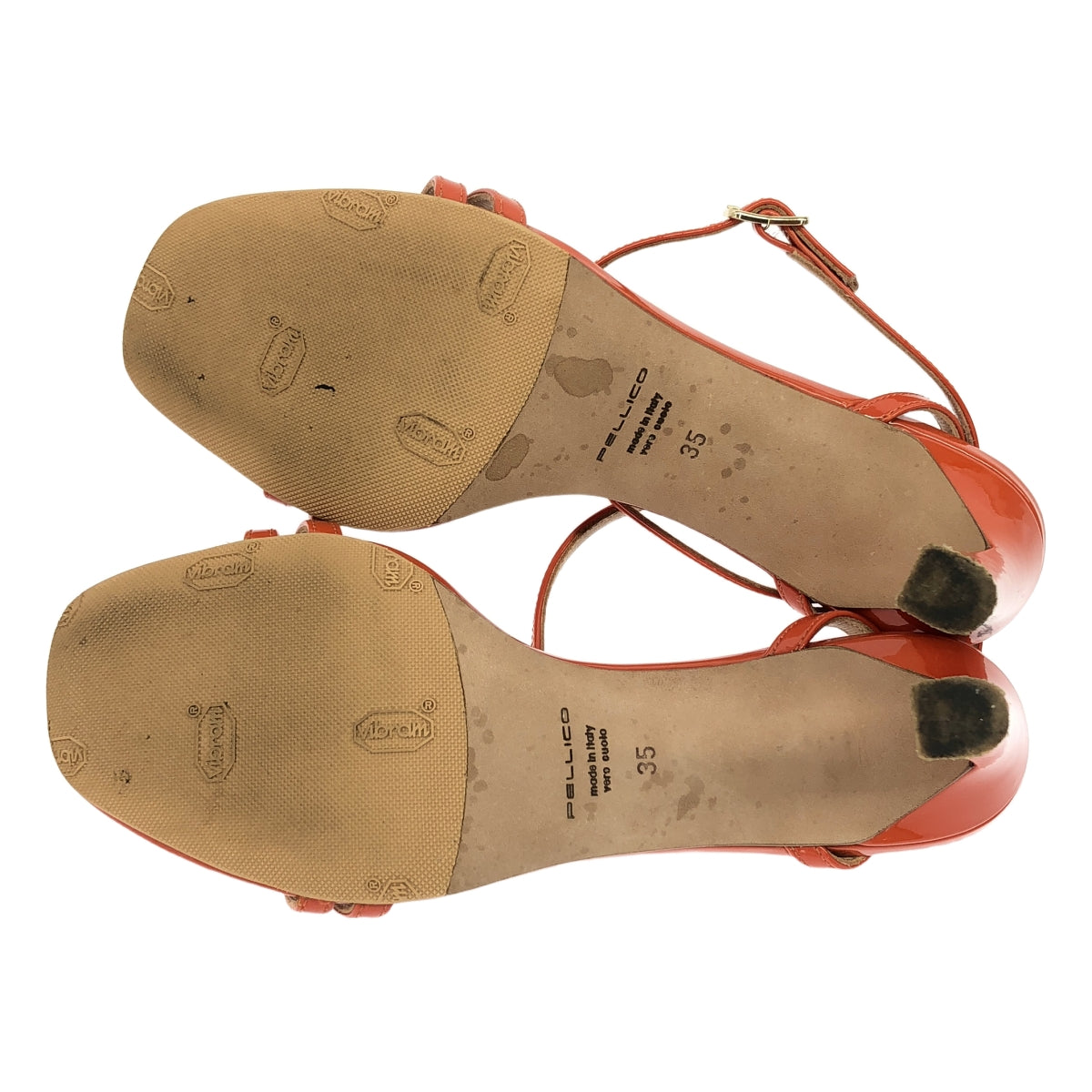 PELLICO | 漆皮繫帶高跟涼鞋 | 35碼 | 橘色 | 女款