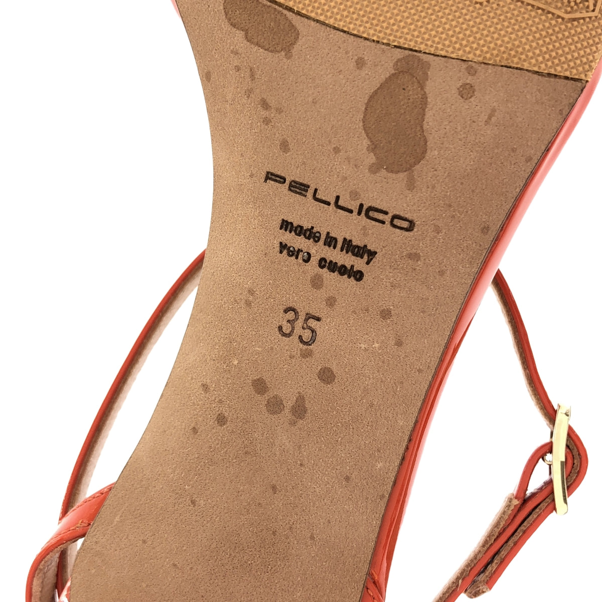 PELLICO / ペリーコ | パテントレザー ストラップ ヒール パンプス サンダル | 35 | オレンジ | レディース