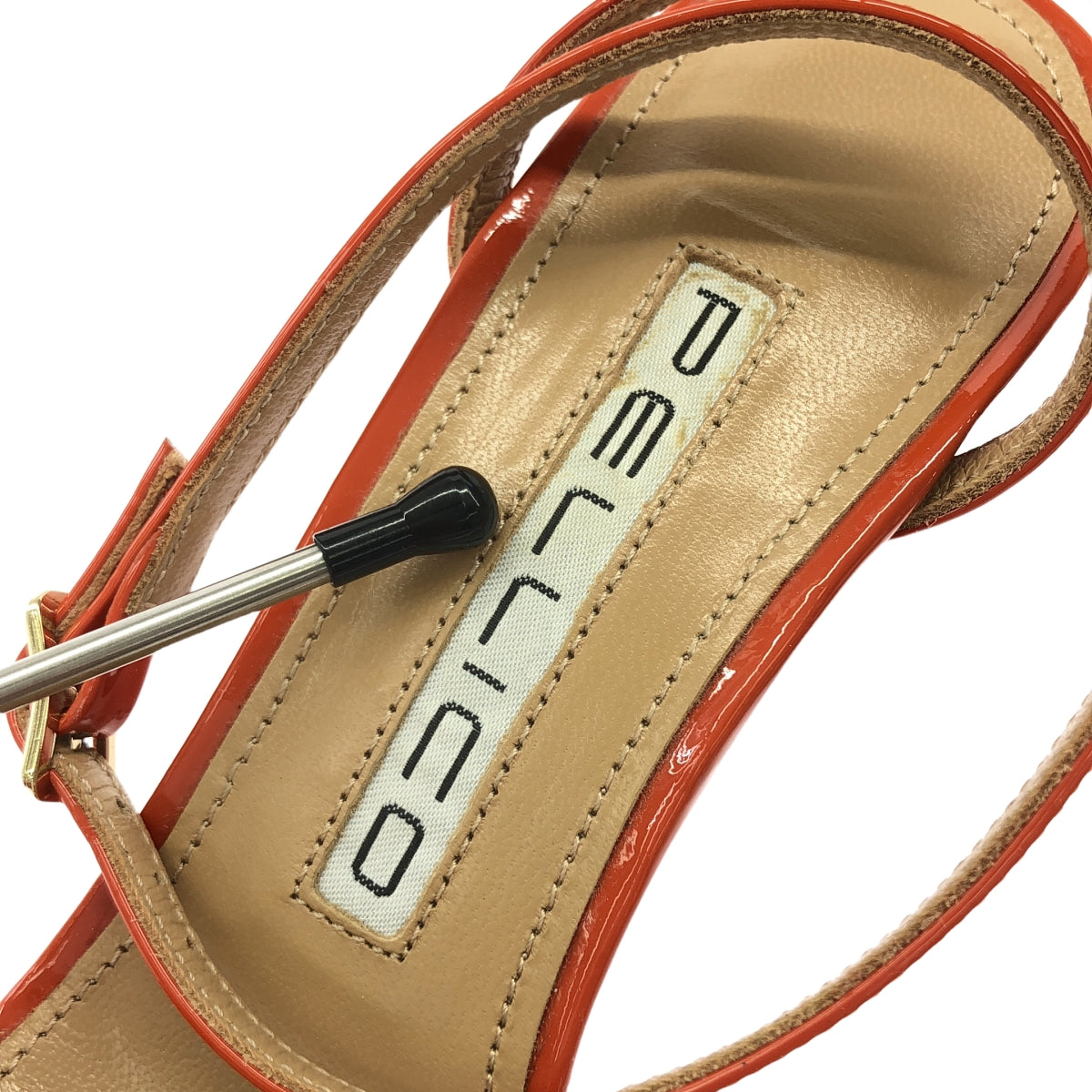 PELLICO / ペリーコ | パテントレザー ストラップ ヒール パンプス サンダル | 35 | オレンジ | レディース