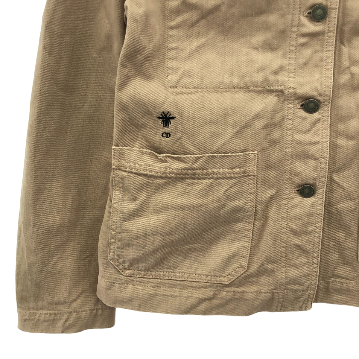 Christian Dior | Bee Embroidered Denim Jacket | Distressed denim jacket | Size 38 | Women's