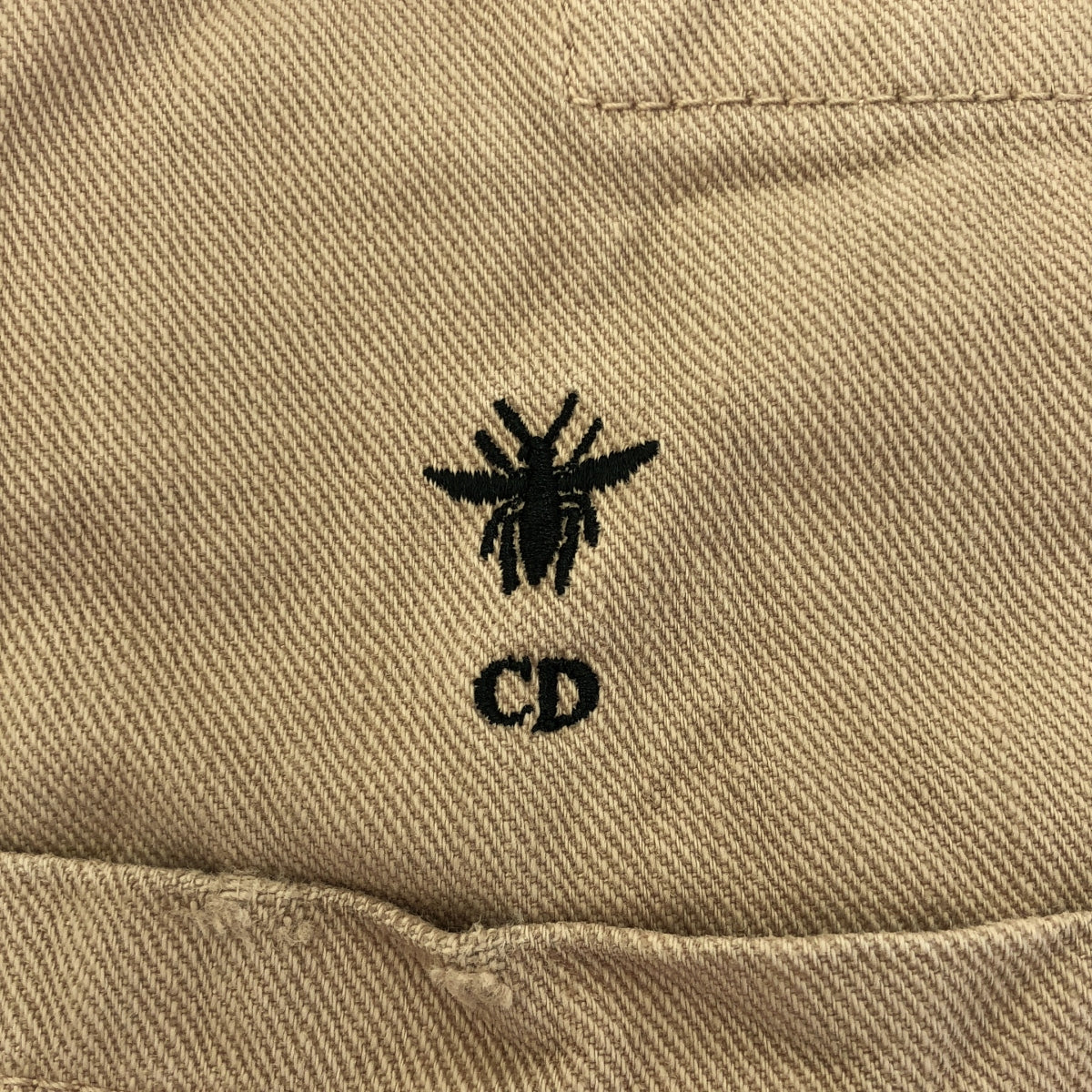 Christian Dior / クリスチャンディオール | Bee Embroidered Denim Jacket ダメージ加工 デニムジャケット | 38 | ピンクベージュ | レディース