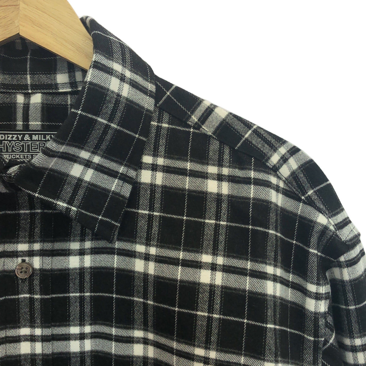 [品相良好] 風與海 / 風與海 | × HYSTERIC GLAMOUR / Hysteric Glamour 格紋貼布外套襯衫 |加大尺碼 |黑/白 |男士