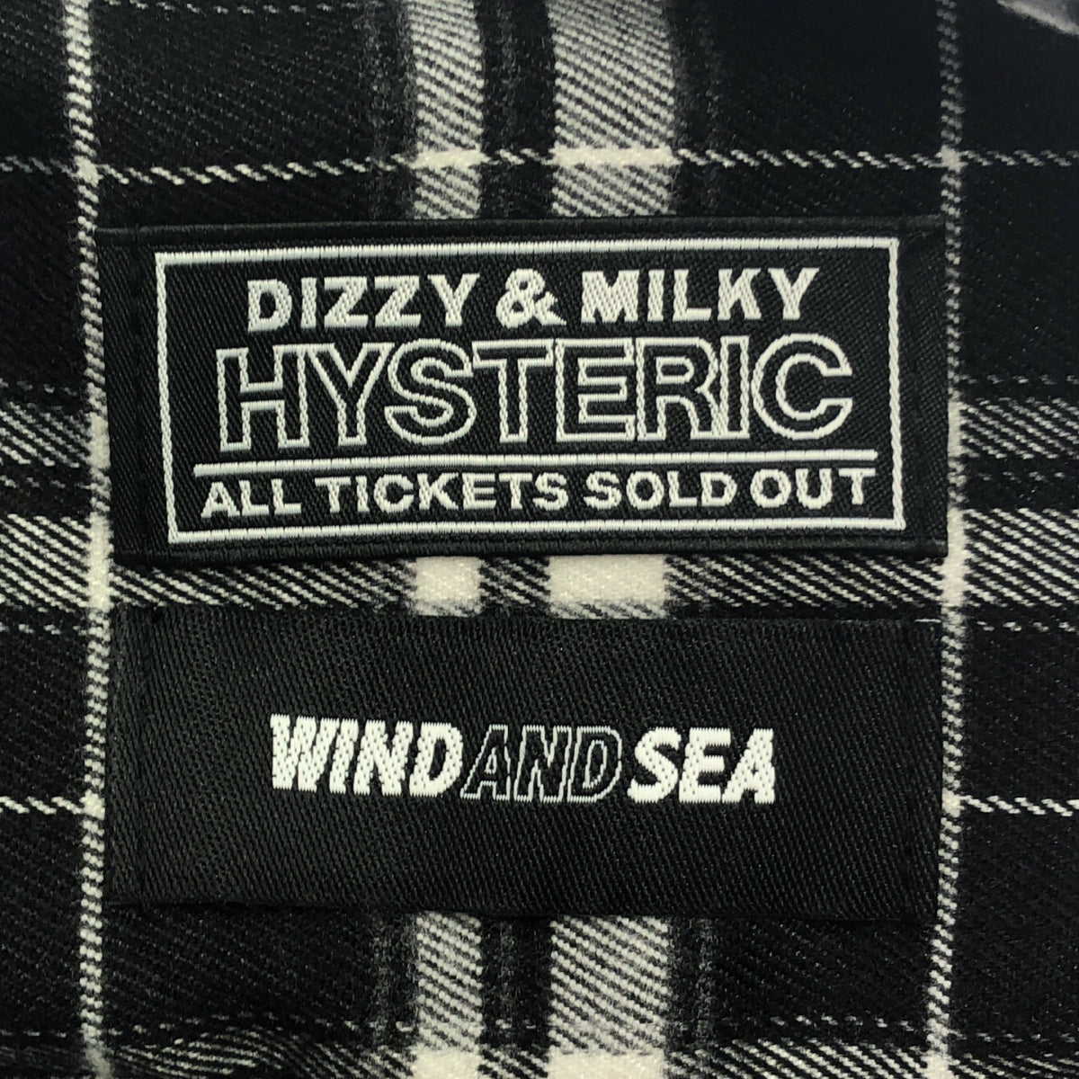 [品相良好] 風與海 / 風與海 | × HYSTERIC GLAMOUR / Hysteric Glamour 格紋貼布外套襯衫 |加大尺碼 |黑/白 |男士