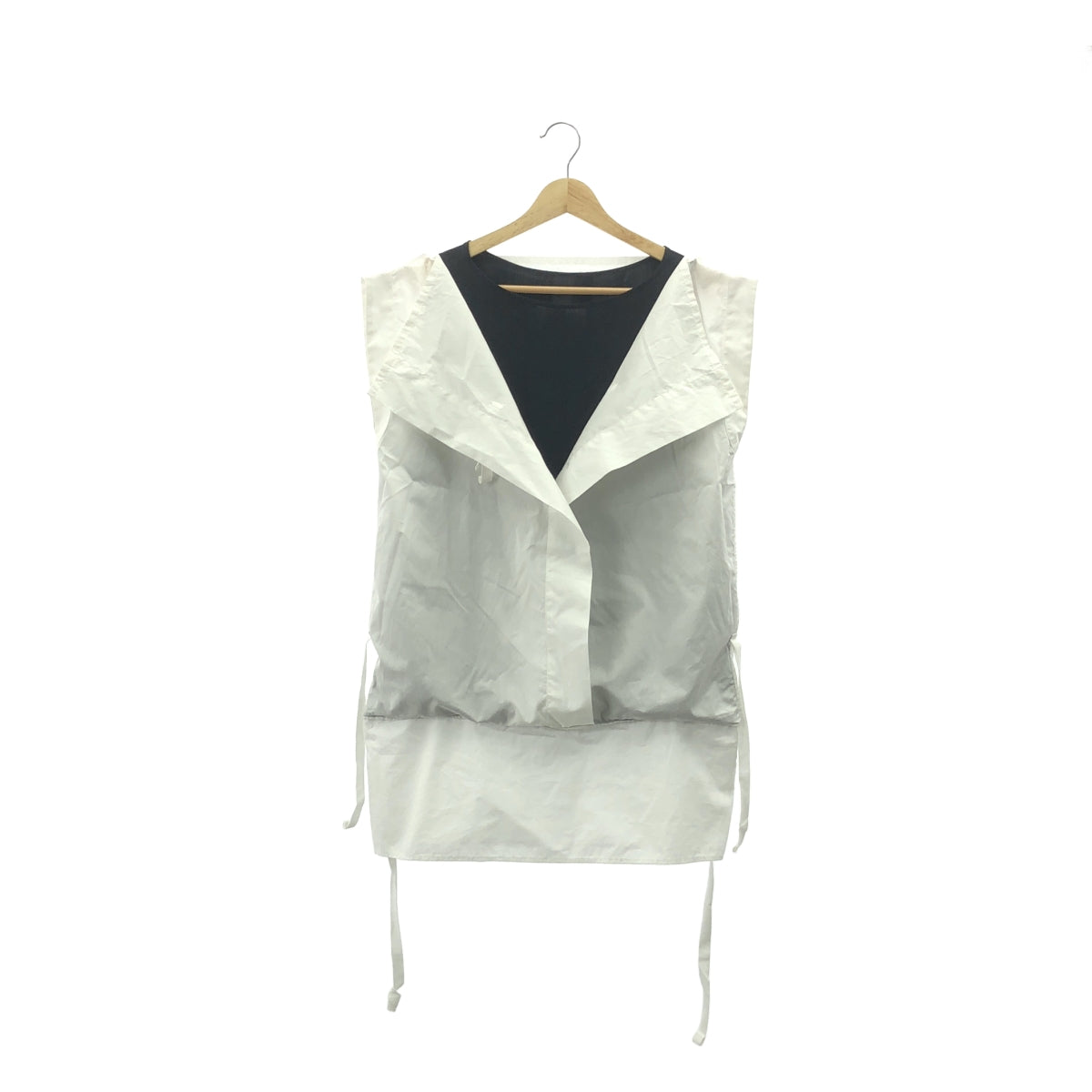 MM6 Maison Margiela / エムエムシックスメゾンマルジェラ | キュプラ コットン 2WAY ノースリーブ ワンピース ブラウス | 40 | ホワイト / ブラック | レディース