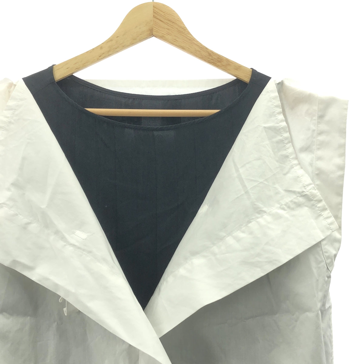 MM6 Maison Margiela / エムエムシックスメゾンマルジェラ | キュプラ コットン 2WAY ノースリーブ ワンピース ブラウス | 40 | ホワイト / ブラック | レディース