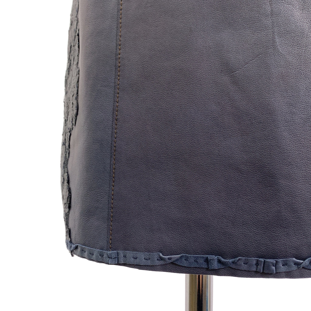 NIGEL PRESTON & KNIGHT / ナイジェルプレストンアンドナイト | セットアップ レザー 異素材 切替 レース装飾 ノーカラー ジャケット / サイドジップ スカート 総裏地 | M | レディース