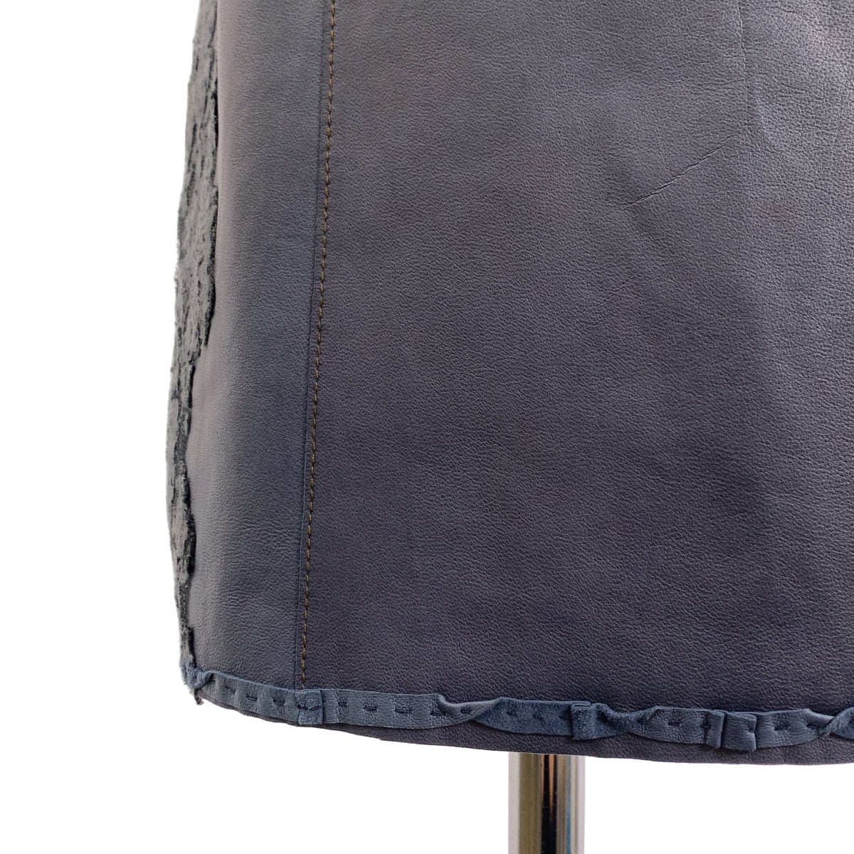 NIGEL PRESTON & KNIGHT / ナイジェルプレストンアンドナイト | セットアップ レザー 異素材 切替 レース装飾 ノーカラー ジャケット / サイドジップ スカート 総裏地 | M | レディース