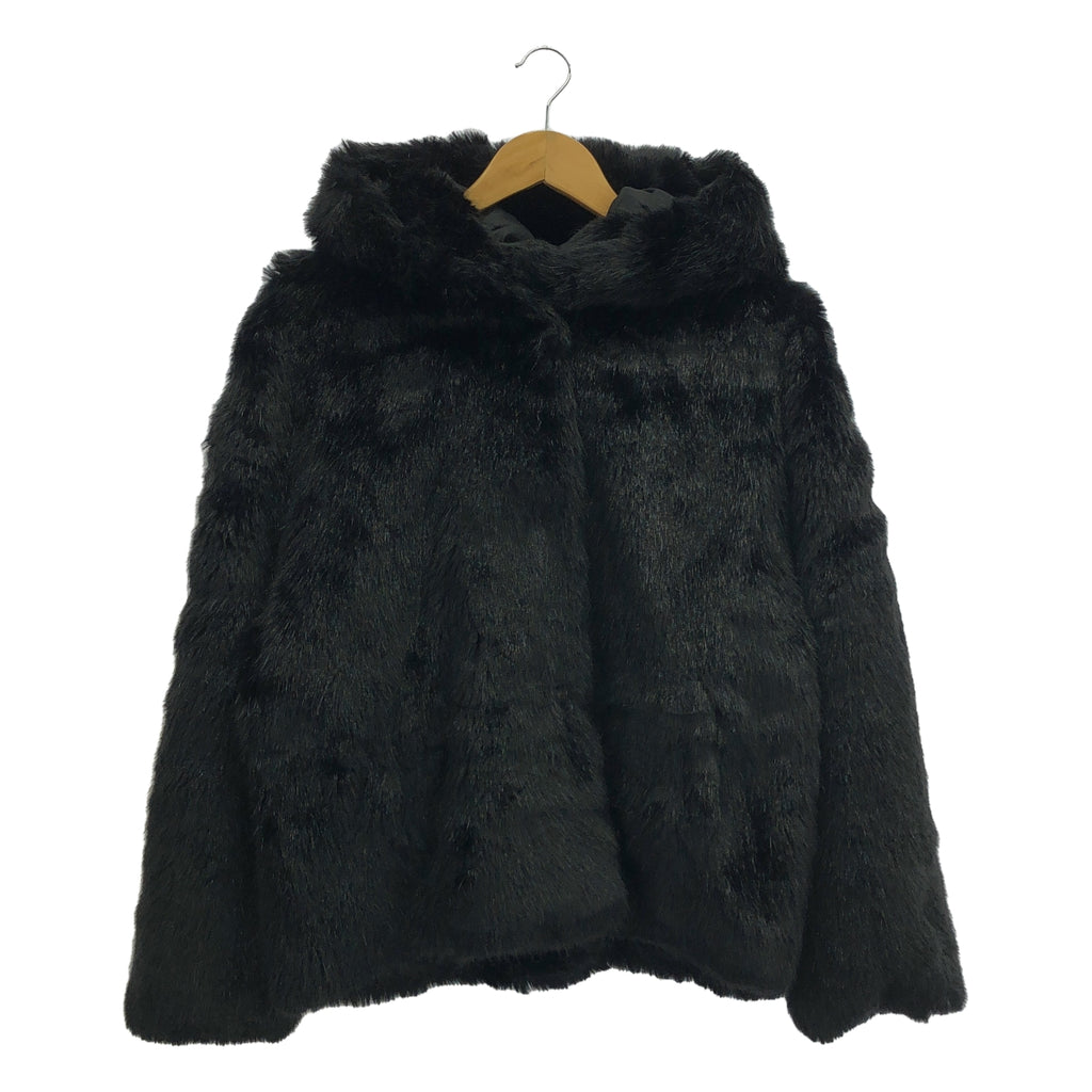 【美品】  JAKKE / ジャッキー | フェイクファー フーデッド ショートコート | UK8 | ブラック | レディース