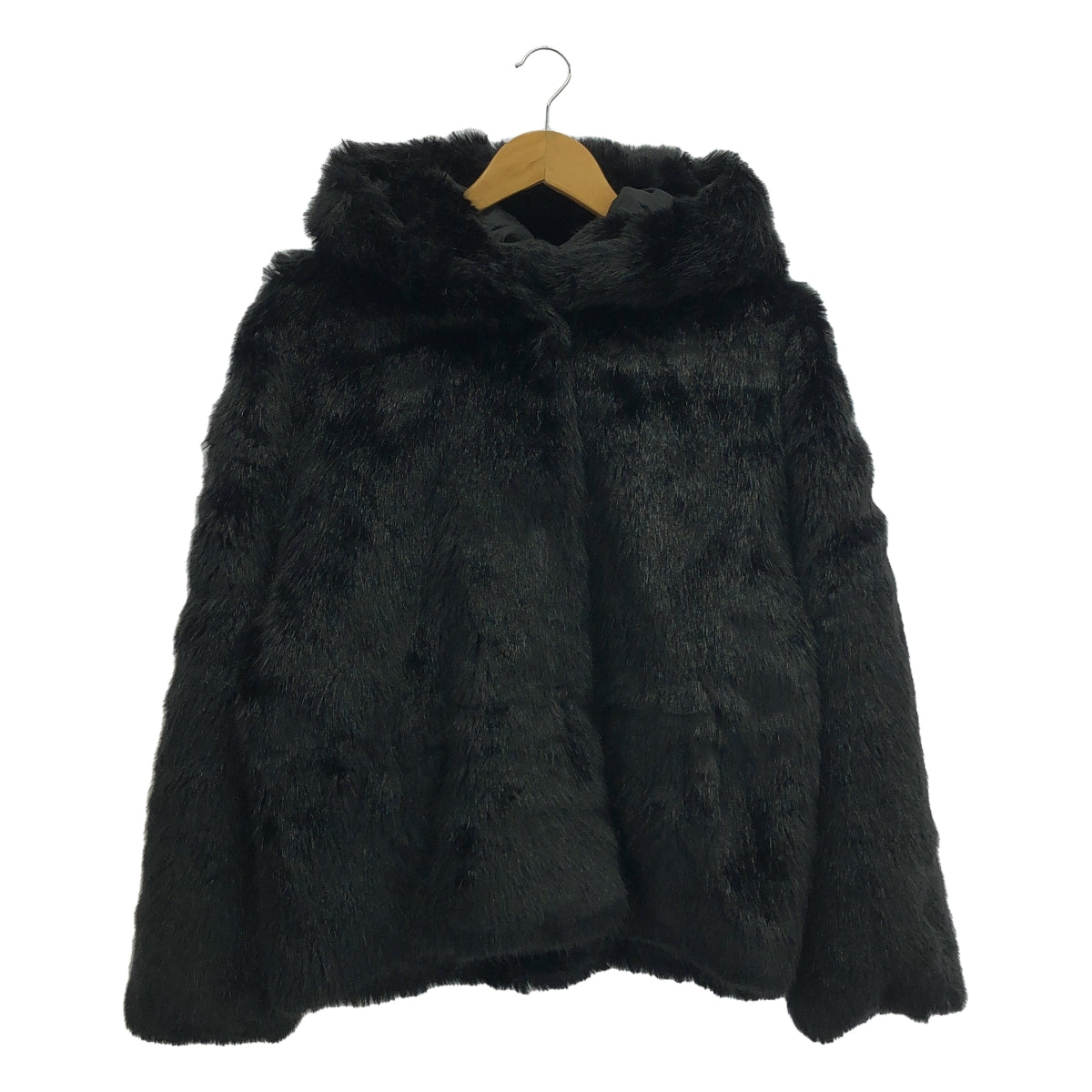 【美品】  JAKKE / ジャッキー | フェイクファー フーデッド ショートコート | UK8 | ブラック | レディース