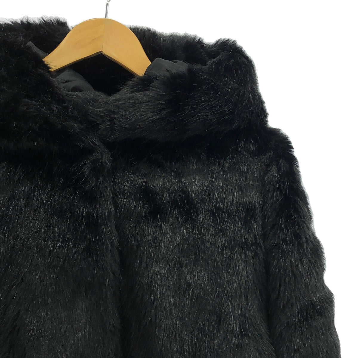 【美品】  JAKKE / ジャッキー | フェイクファー フーデッド ショートコート | UK8 | ブラック | レディース