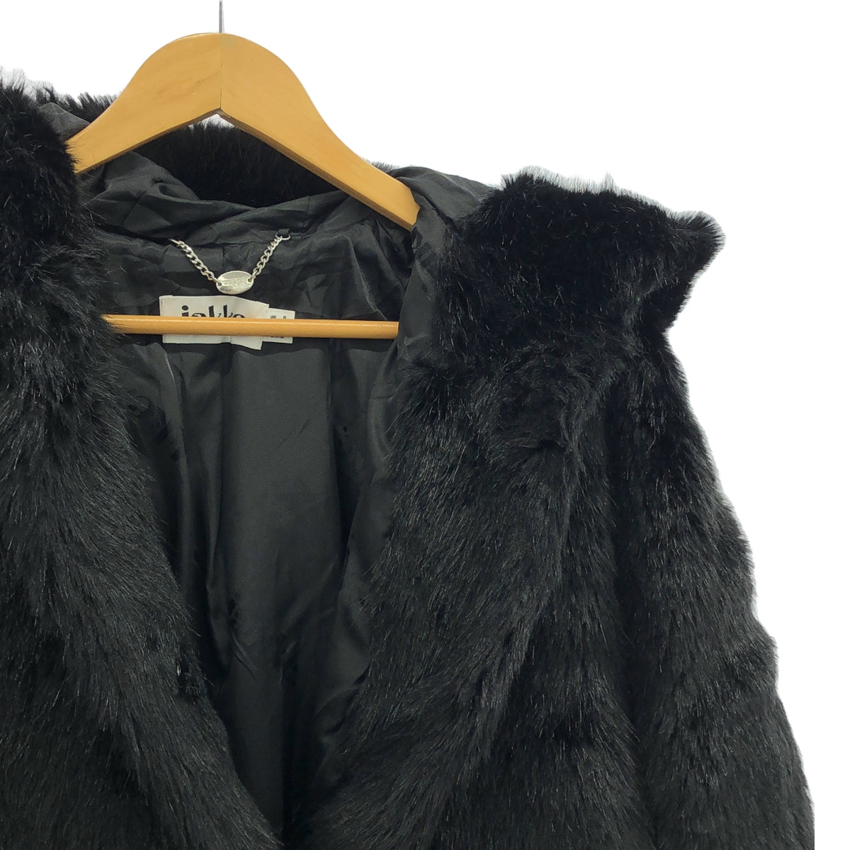 【美品】  JAKKE / ジャッキー | フェイクファー フーデッド ショートコート | UK8 | ブラック | レディース
