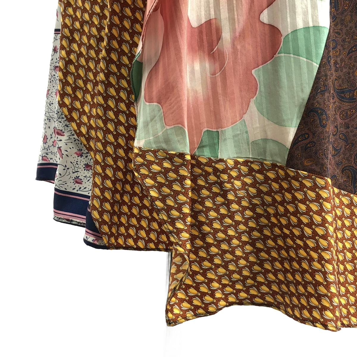 MARINE SERRE / マリーンセル | 異素材切替 ロング ラップ パッチワーク ワンピース | 36 | レディース