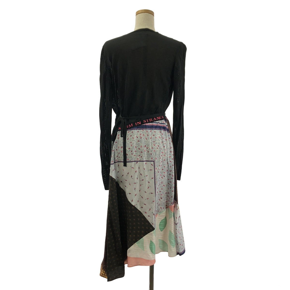 MARINE SERRE / マリーンセル | 異素材切替 ロング ラップ パッチワーク ワンピース | 36 | レディース