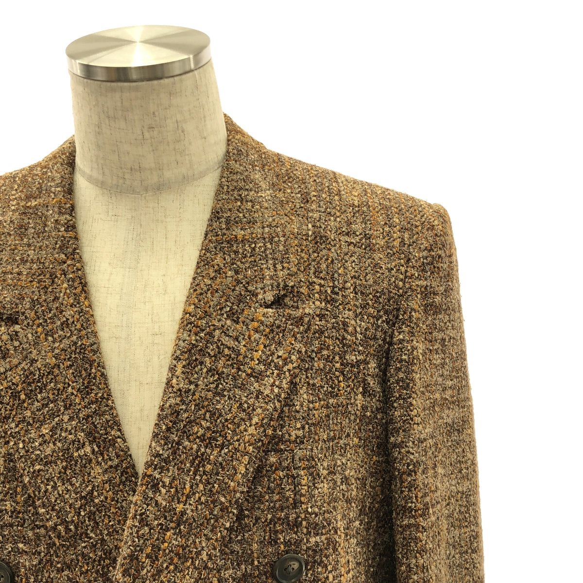 Y's for men / ワイズフォーメンヨウジヤマモト | ウール ツイード ダブルブレスト ジャケット / 総裏地 | S | ブラウン | メンズ