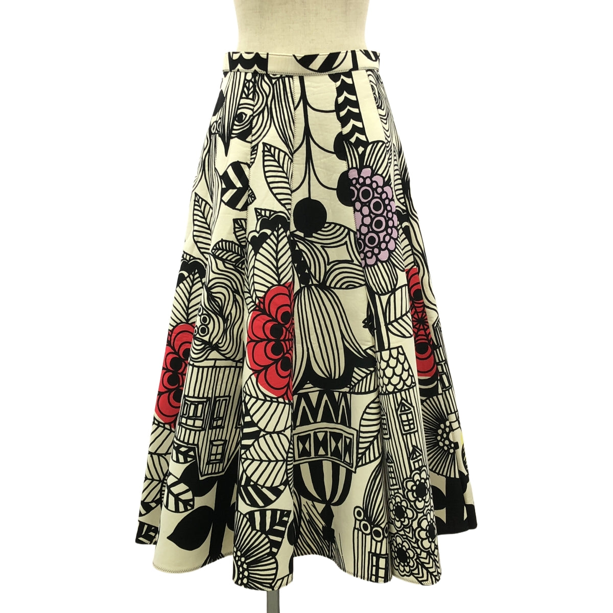 【美品】  JUNYA WATANABE COMME des GARCONS / ジュンヤワタナベ | 2018SS | ×  marimekko コットン 総柄 オーバー スカート | S | マルチカラー | レディース