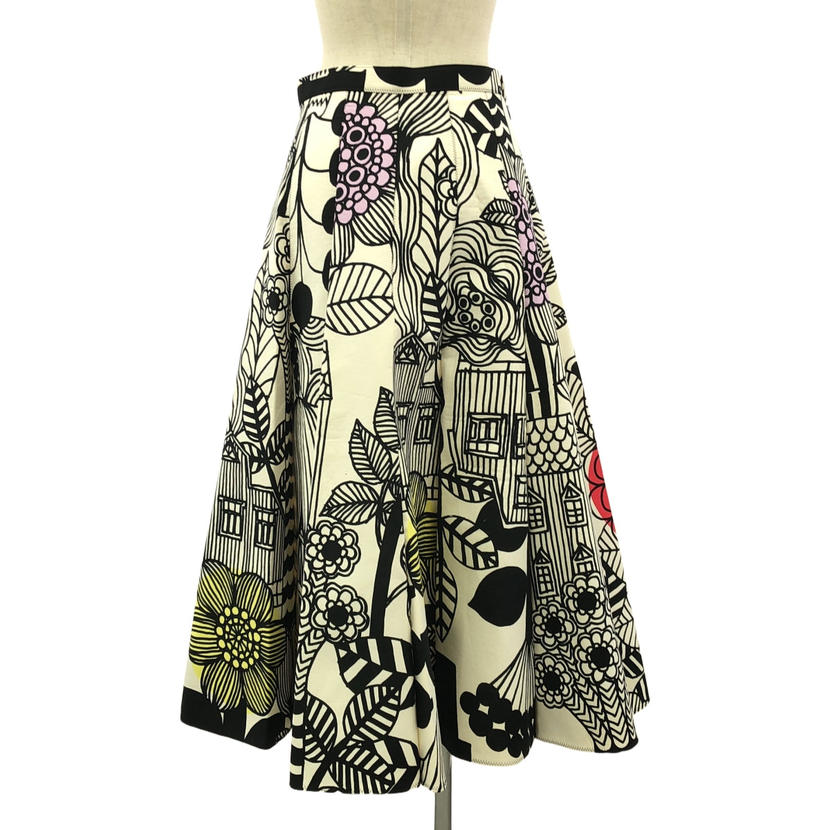 【미품】 JUNYA WATANABE COMME des GARCONS / 준야와타나베 | 2018SS | × marimekko 코튼 총 무늬 오버 스커트 | S | 멀티 컬러 | 여성