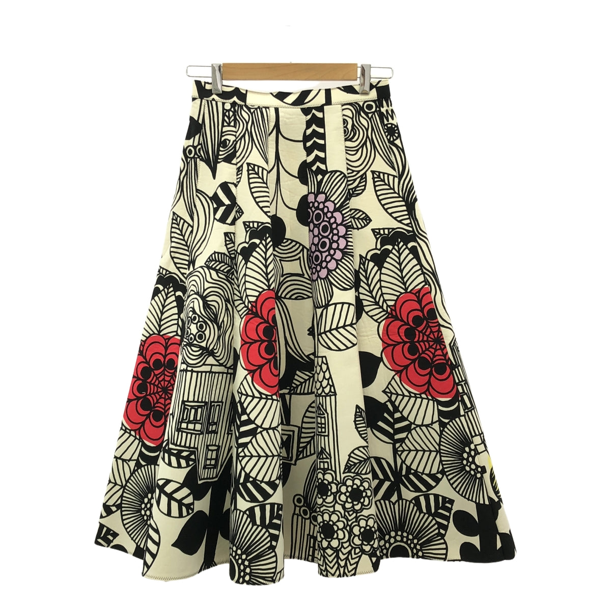 【美品】  JUNYA WATANABE COMME des GARCONS / ジュンヤワタナベ | 2018SS | ×  marimekko コットン 総柄 オーバー スカート | S | マルチカラー | レディース