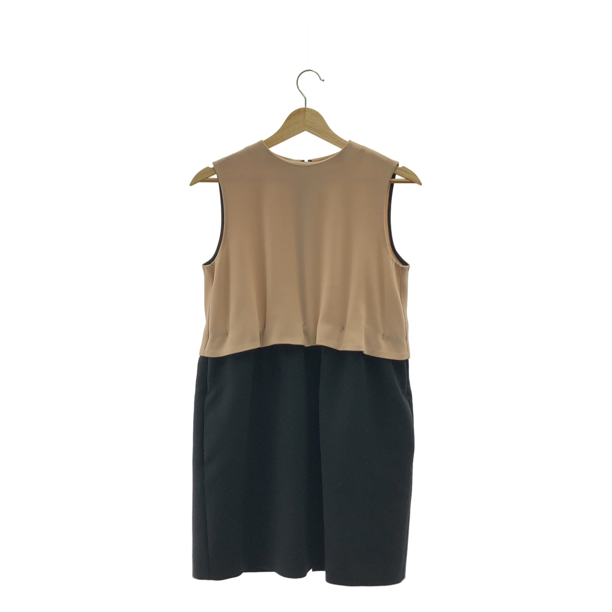 [狀況極佳] YOKO CHAN / Yoko Chan | 雙色無袖洋裝 | 38碼 | 黑色/米色 | 女款