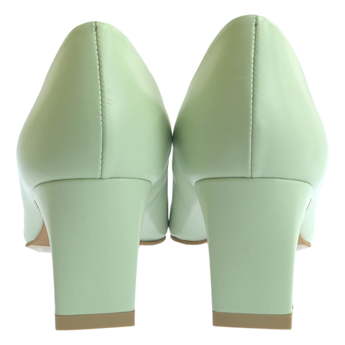 [完好無損] ATELIER BRUGGE |牛皮方頭高跟鞋 | 22 1/2 |薄荷綠 |女性的