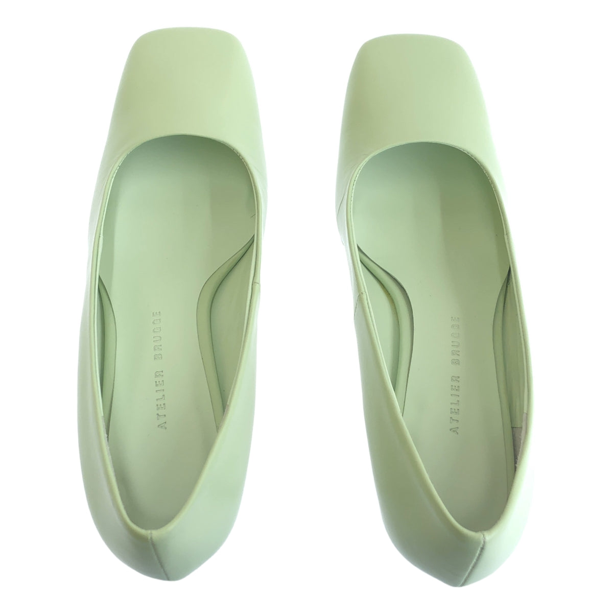 [完好無損] ATELIER BRUGGE |牛皮方頭高跟鞋 | 22 1/2 |薄荷綠 |女性的