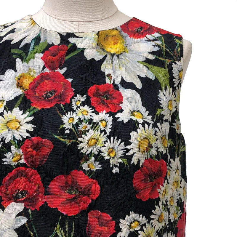 DOLCE＆GABBANA / ドルチェ＆ガッバーナドルガバ | 総柄 フラワー ジャガード ドレス ワンピース / シルク総裏地 | 40 | レディース