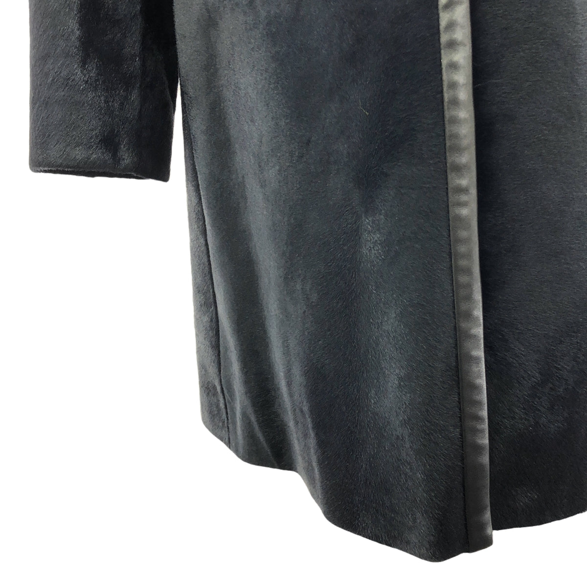 【미품】 PRADA / 프라다 | 가죽 전환 퍼 노 컬러 롱 코트 / 총 안감 | 40 | 다크 네이비/블랙 | 여성