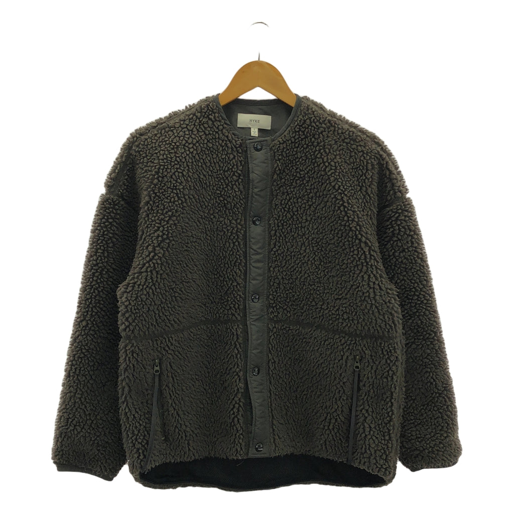 HYKE / 하이크 | 2021AW | FAUX SHEARLING JACKET / 보아 노 칼라 재킷 블루존 | 1 | 회색 | 여성