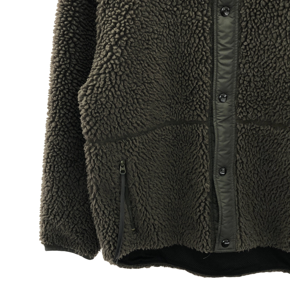 HYKE / ハイク | 2021AW | FAUX SHEARLING JACKET / ボア ノーカラー ジャケット ブルゾン | 1 | グレー | レディース