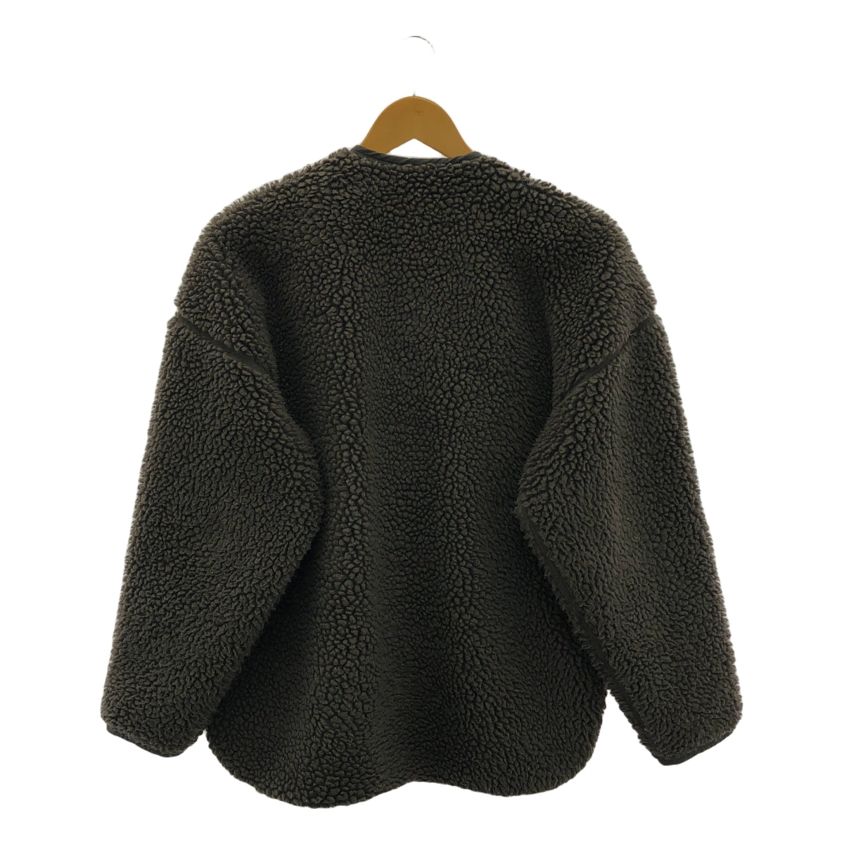 HYKE / ハイク | 2021AW | FAUX SHEARLING JACKET / ボア ノーカラー ジャケット ブルゾン | 1 | グレー | レディース