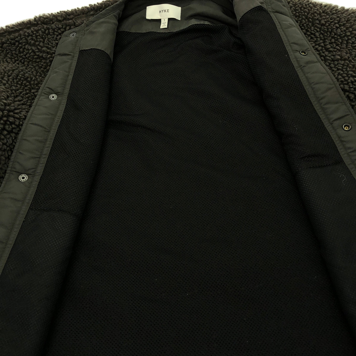 HYKE / 하이크 | 2021AW | FAUX SHEARLING JACKET / 보아 노 칼라 재킷 블루존 | 1 | 회색 | 여성