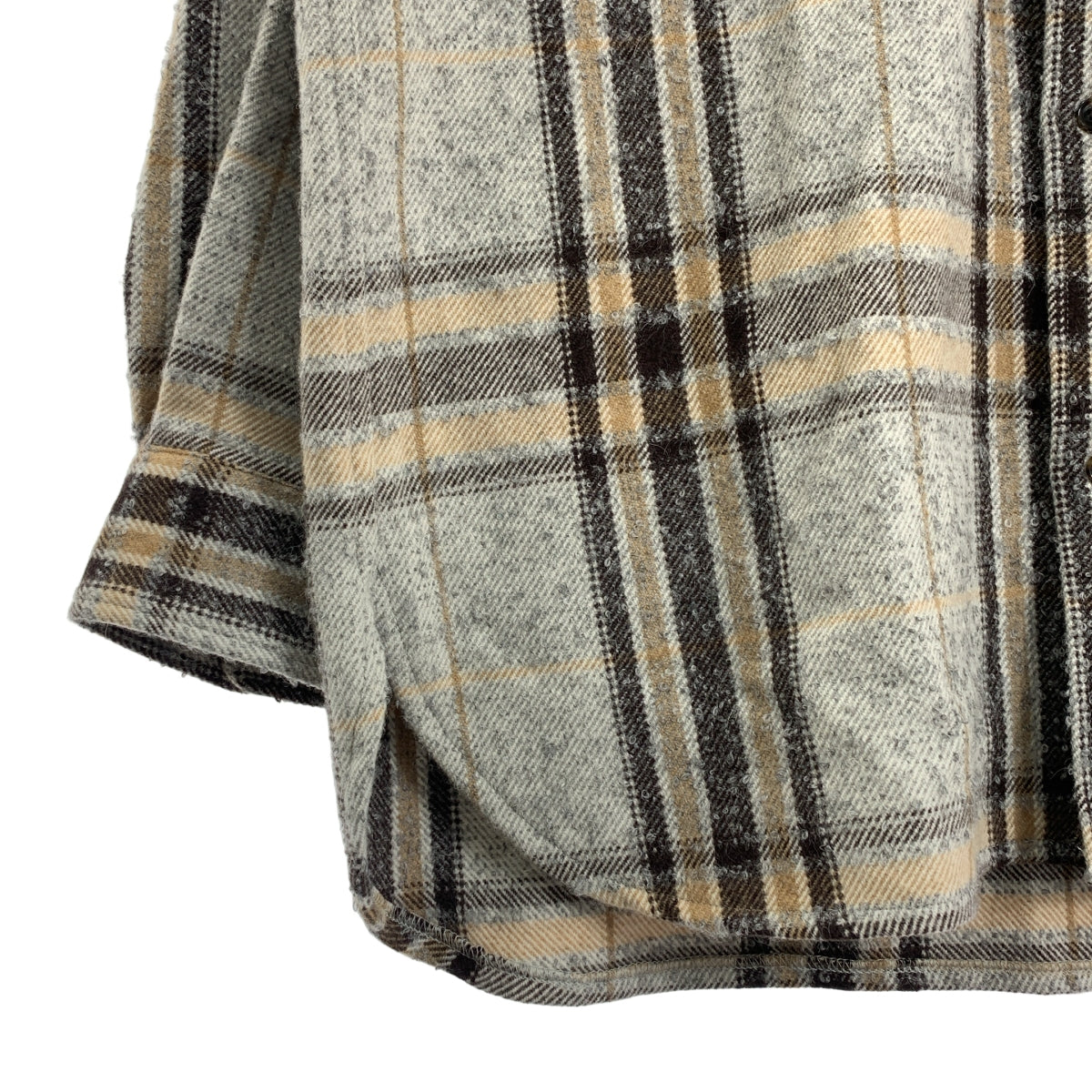 URU | 2024秋冬系列 | 常規領長袖襯衫，羊毛羊駝毛格紋襯衫 | 尺寸3 | 男士