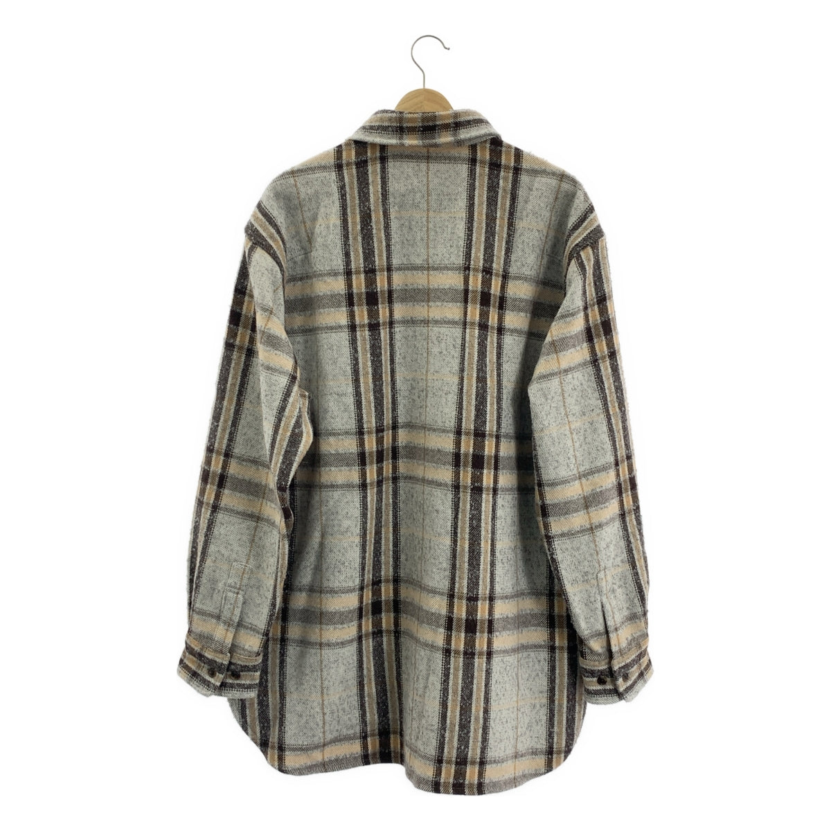 URU | 2024秋冬系列 | 常規領長袖襯衫，羊毛羊駝毛格紋襯衫 | 尺寸3 | 男士