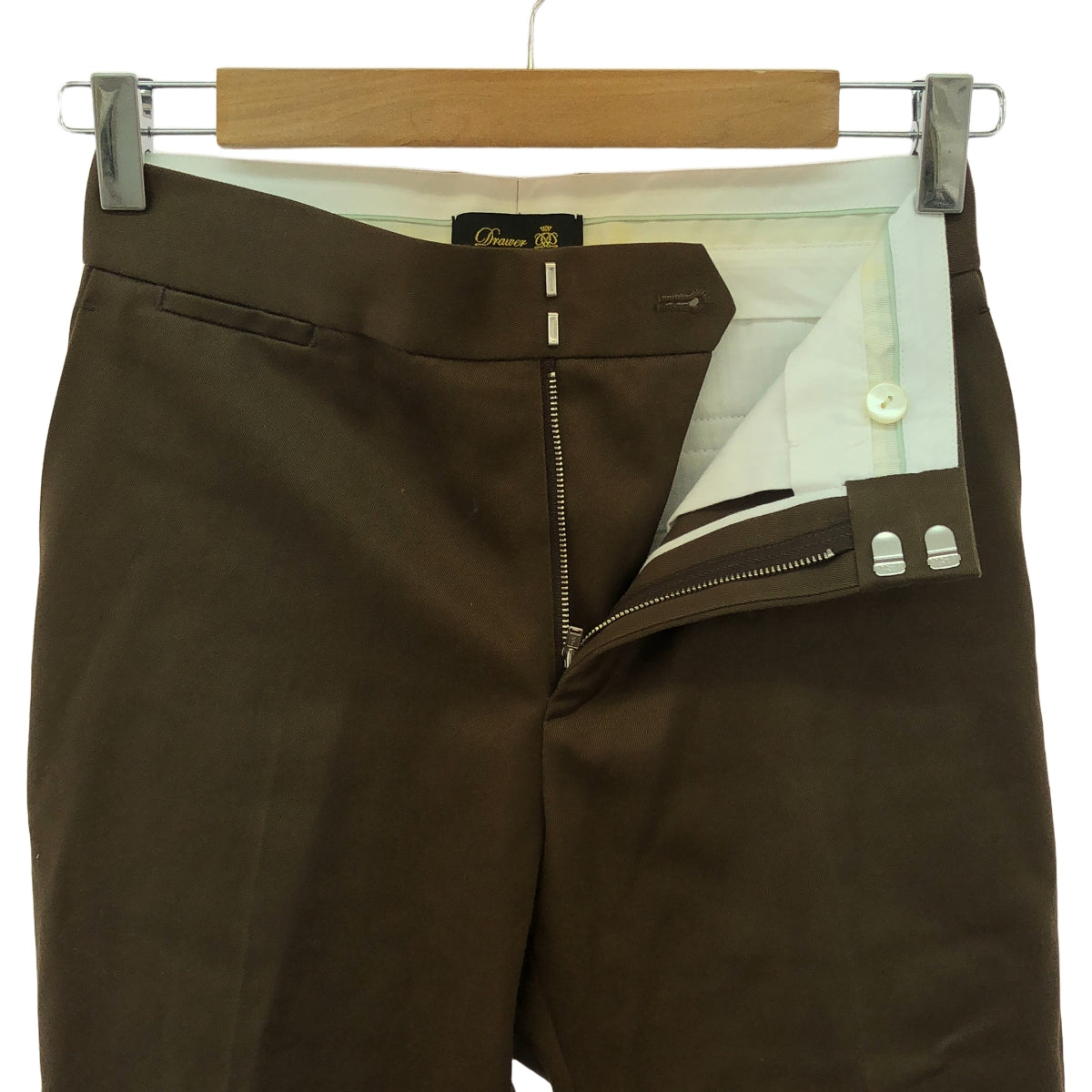 美品 ドゥロワー Drawer パンツ テーパード ブラウン茶 Drawer ドゥロワー 日本製 コットンウェポンベーシックパンツ