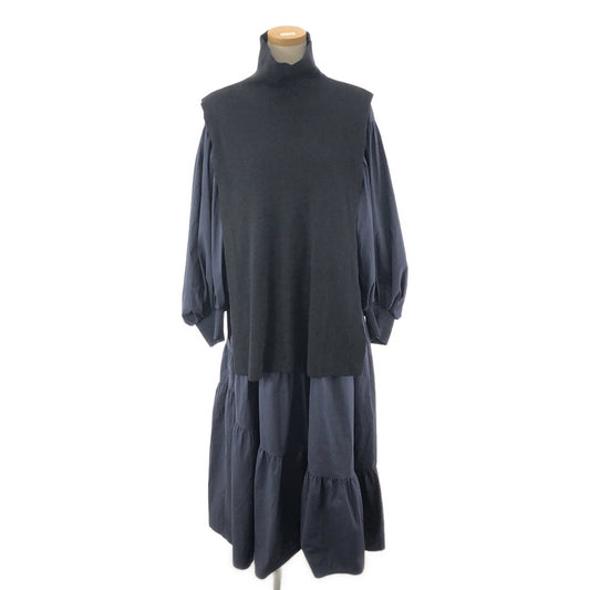 ELENDEEK | Tiered knit set dress | 2 | Navy x Black | Women's