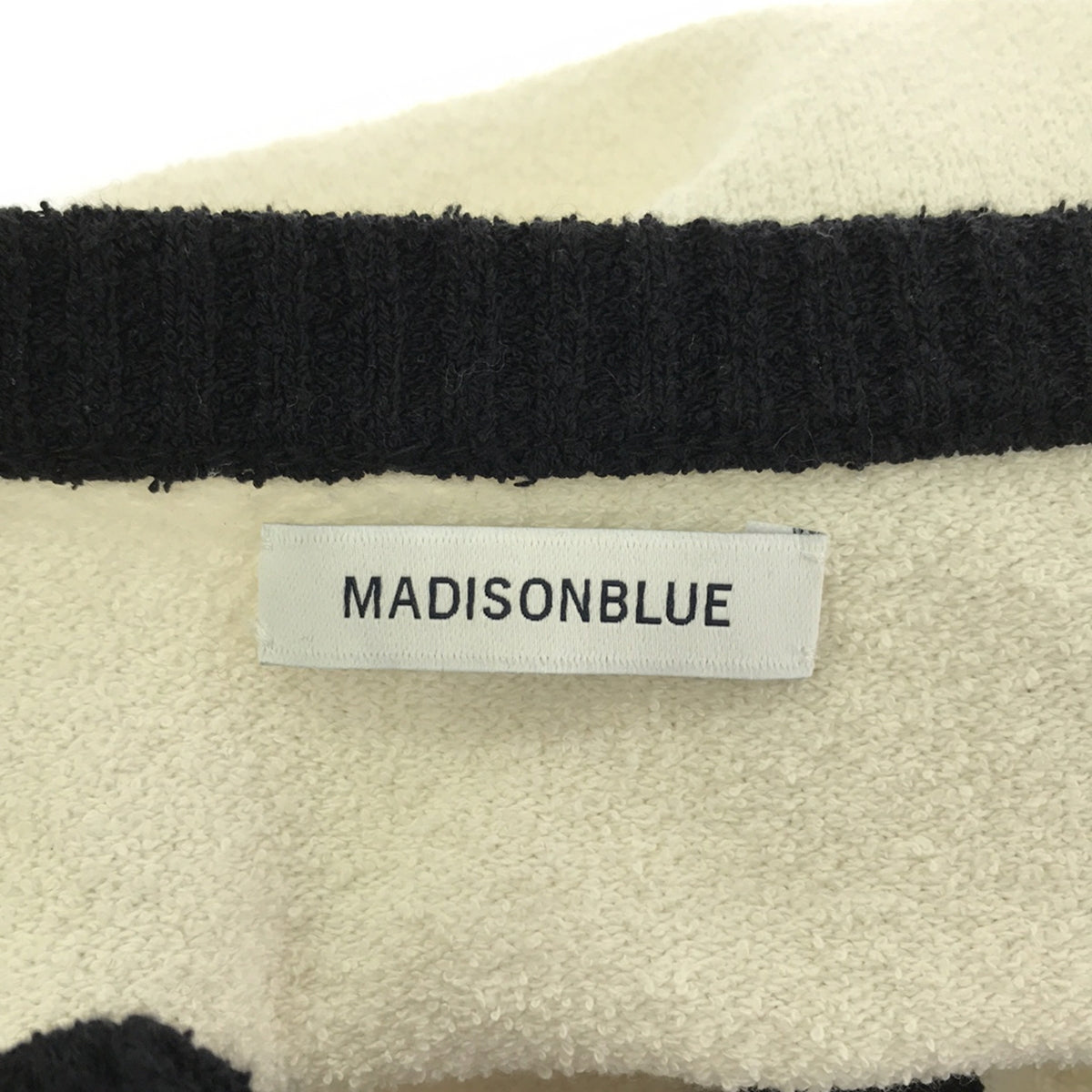 【美品】  MADISON BLUE / マディソンブルー | 2022SS | BI-COLOR CD BOUCLE パールボタン バイカラー カーディガン ブラウス | 01（S） | ホワイト | レディース