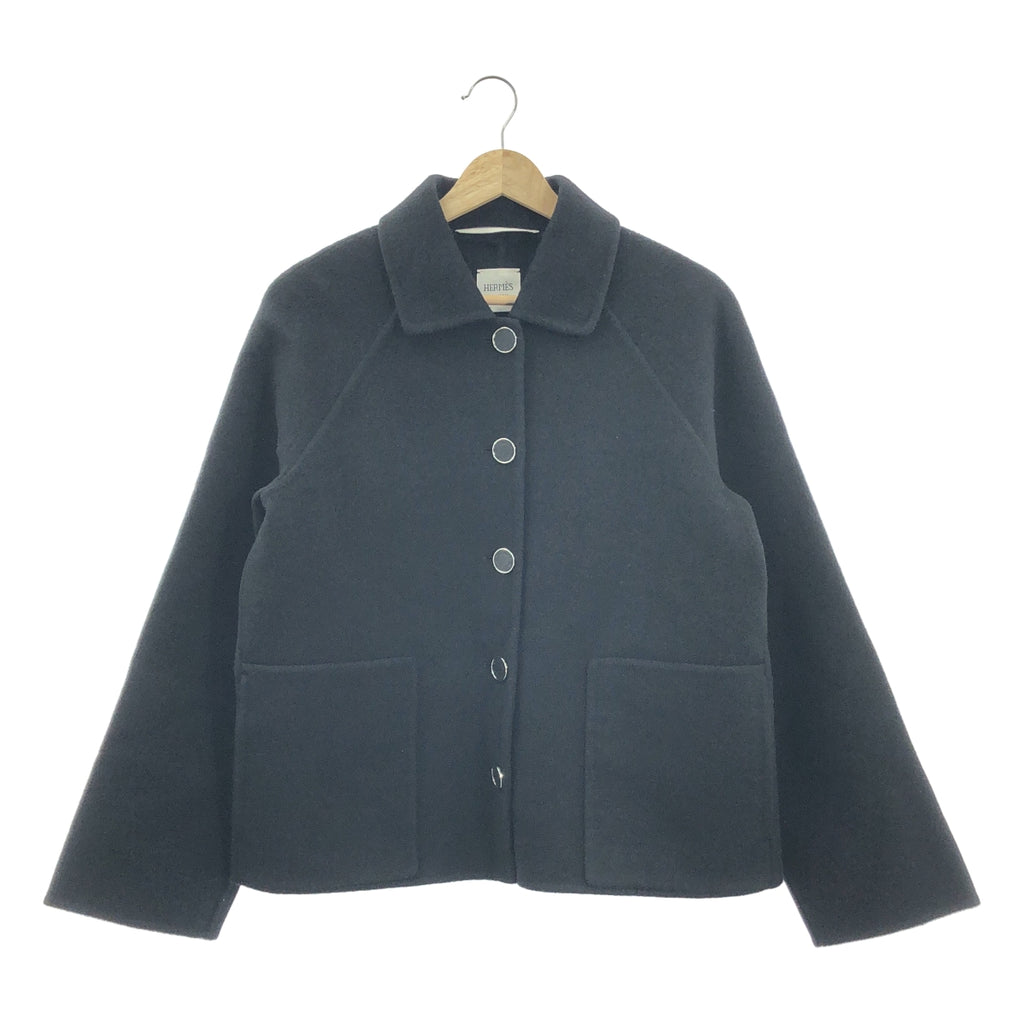 【新品】  HERMES / エルメス | カシミヤ ダブルフェイス ショートジャケット | 36 | ブラック | レディース
