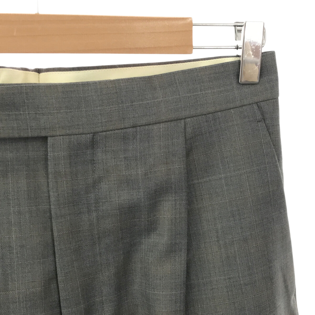 [Good Condition] Drawer | 2021SS | Wool Windowpane Check Tuck Slacks | Size 38 | Gray | Women's