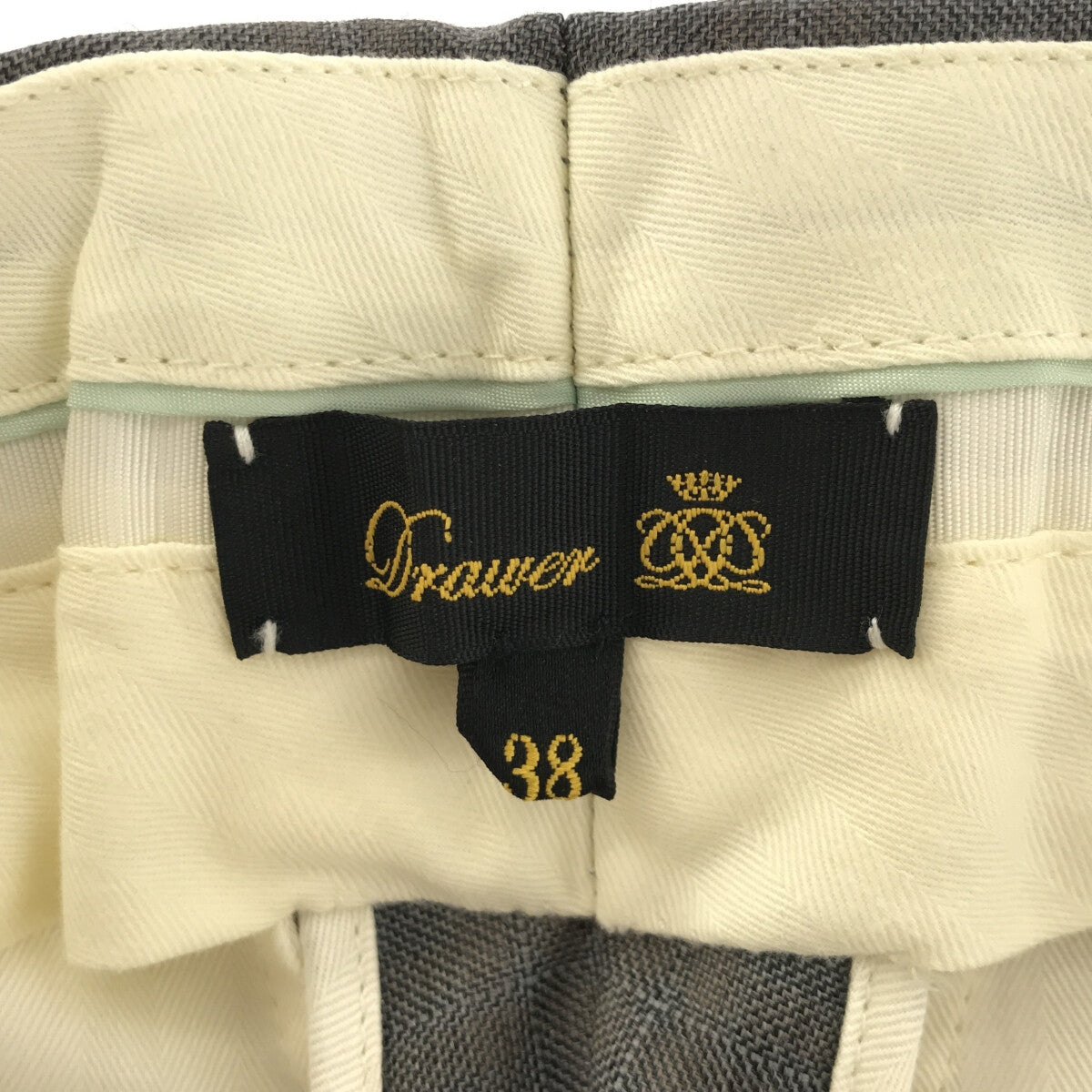 [狀況良好] 抽屜 | 2021春夏 |羊毛窗格格紋塞入式休閒褲 | 38 |灰色 |女性的