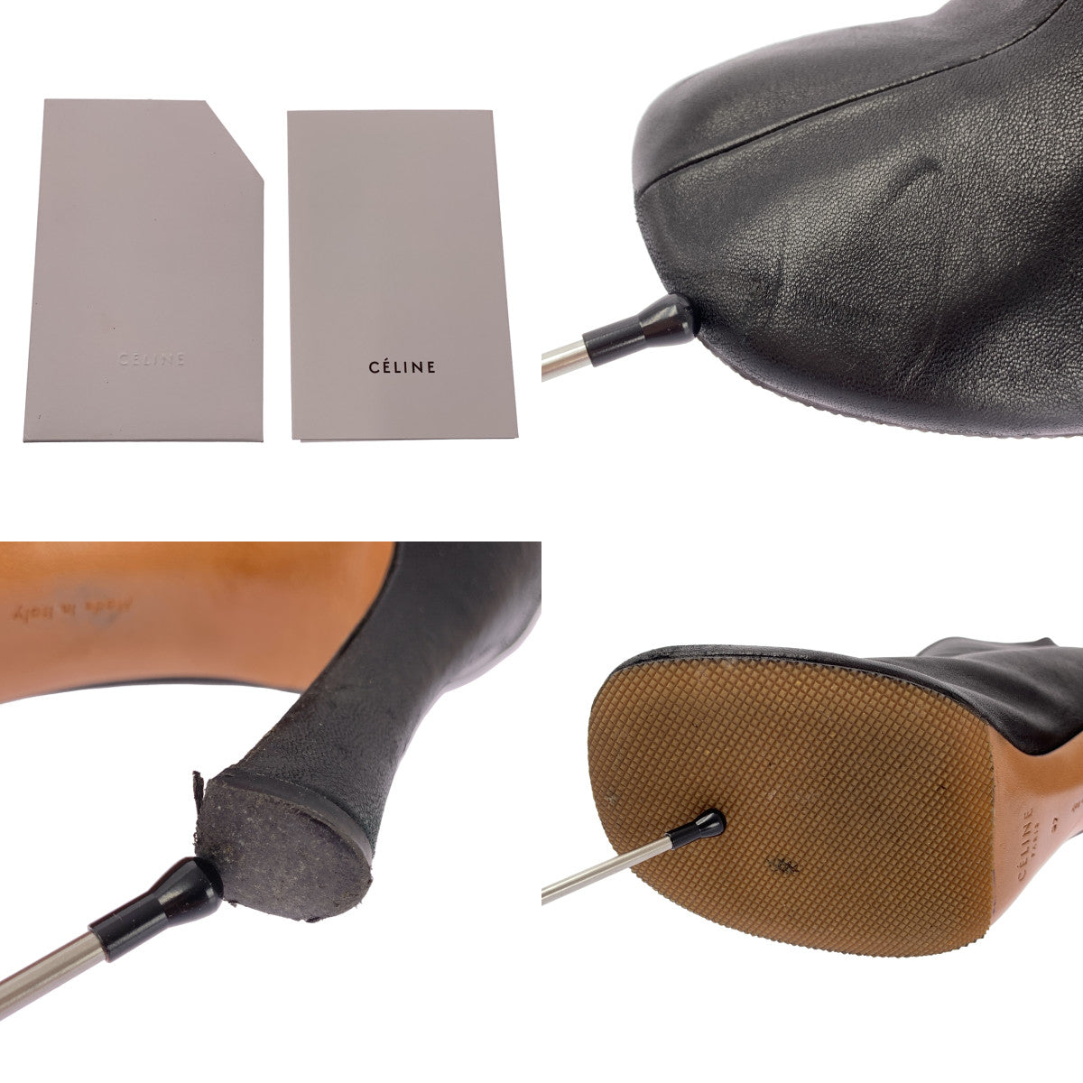CELINE | by Phoebe Philo 皮革方頭高跟靴 | 尺寸 37 | 女款