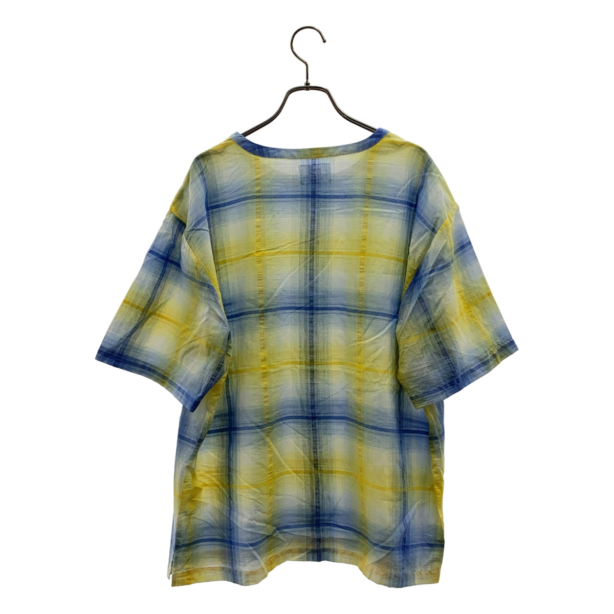 mii / 미 | 코튼 체크 숄더 지퍼 컷소우 블라우스 | S | 여성