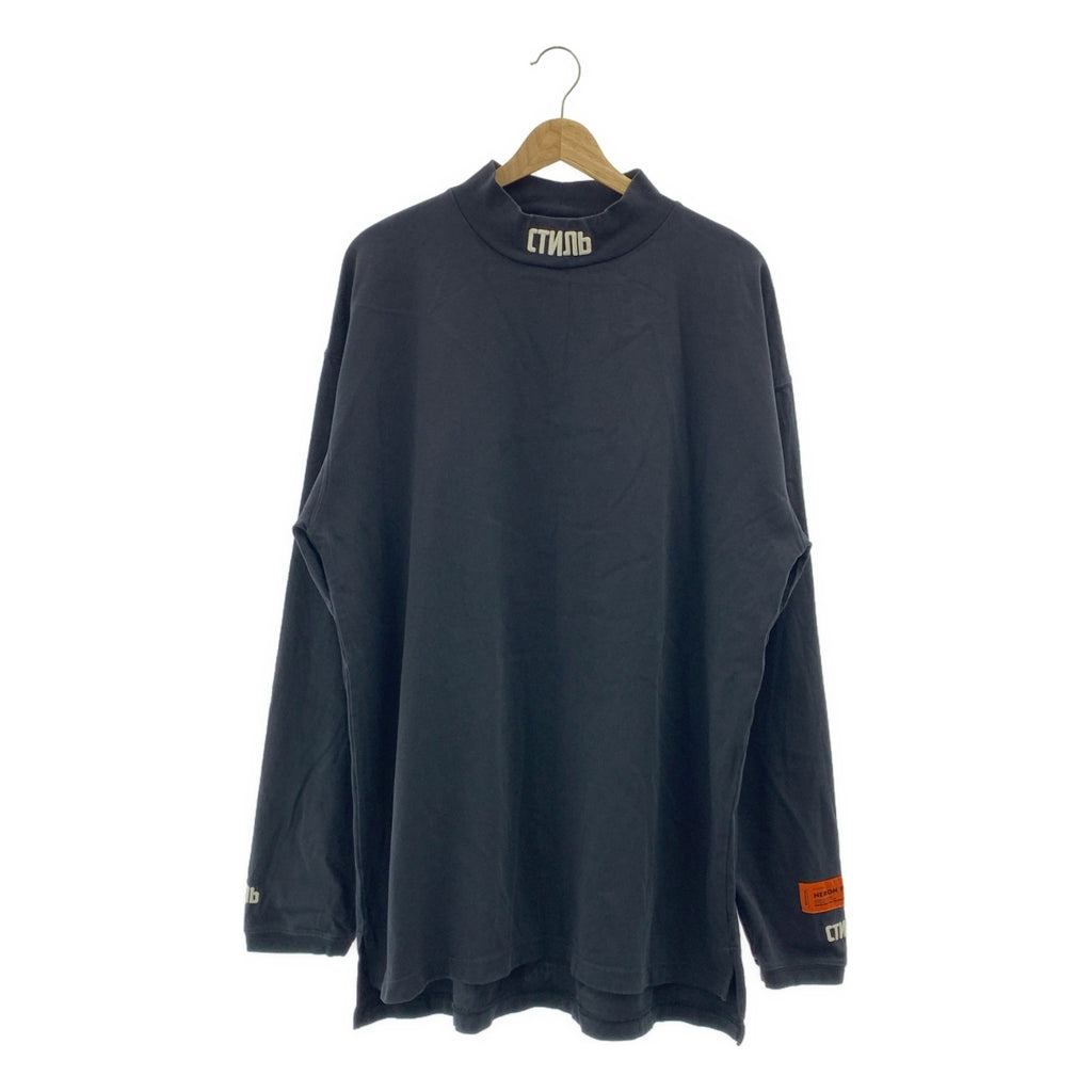 HERON PRESTON / 헤론 프레스톤 | 원포인트 자수 모의 목 롱 슬리브 티셔츠 | L |