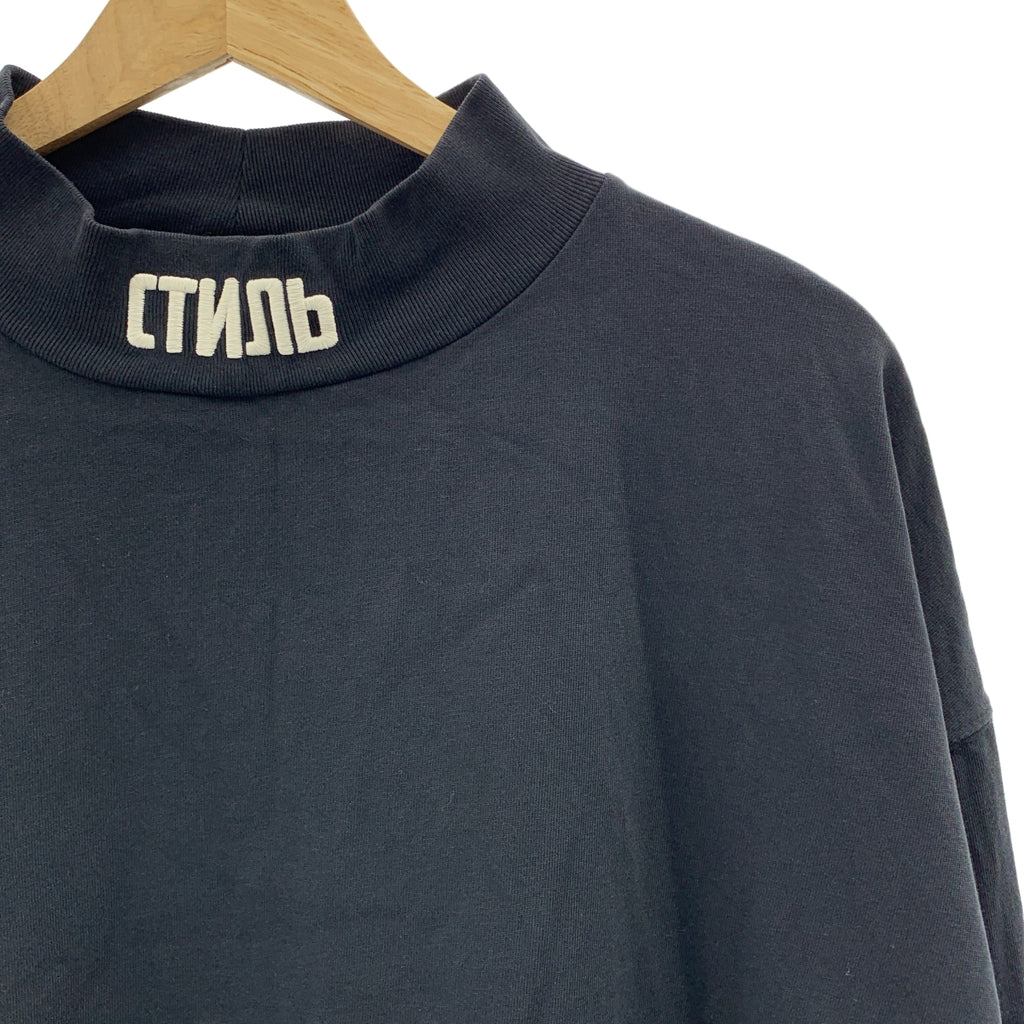 HERON PRESTON / 헤론 프레스톤 | 원포인트 자수 모의 목 롱 슬리브 티셔츠 | L |