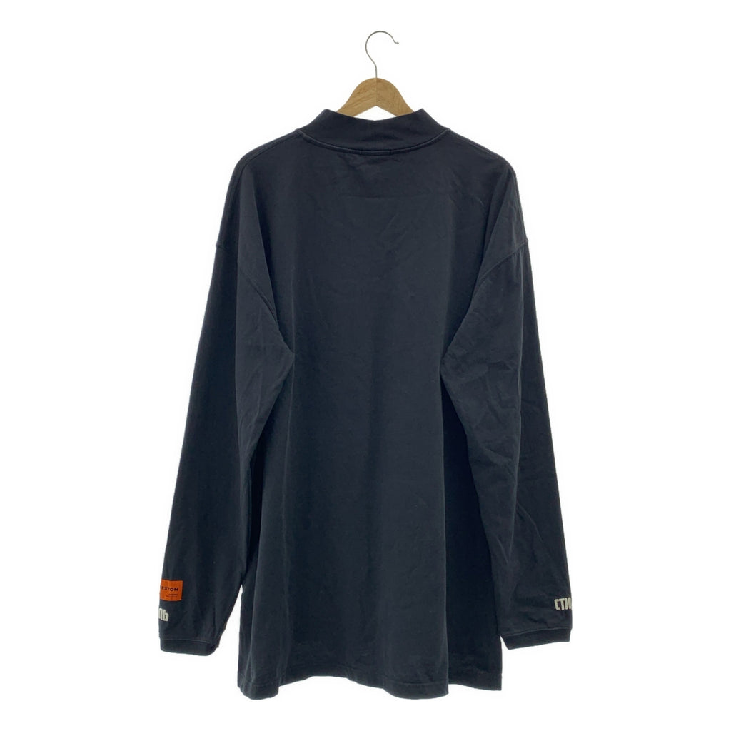 HERON PRESTON / 헤론 프레스톤 | 원포인트 자수 모의 목 롱 슬리브 티셔츠 | L |
