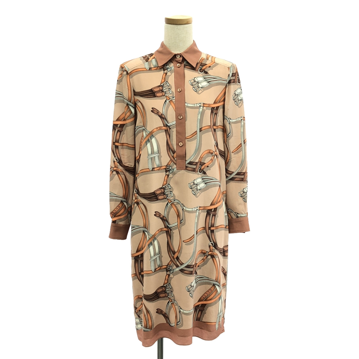 GUCCI | Belted all-over print pullover shirt dress | S | Pink | Women's