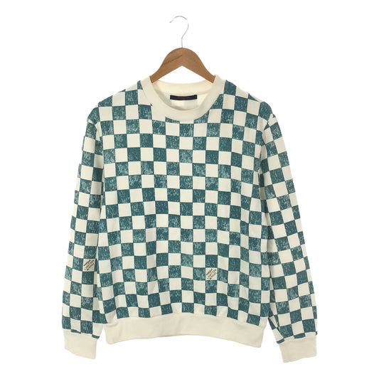 Louis Vuitton | Damier Print Crew Neck Sweatshirt | S | White/Green | Men's