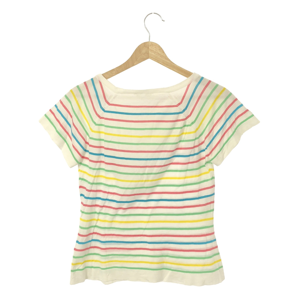 JOHN SMEDLEY / ジョンスメドレー | シーアイランドコットン スクエアネック ボーダー ニットTシャツ | S | マルチカラー | レディース