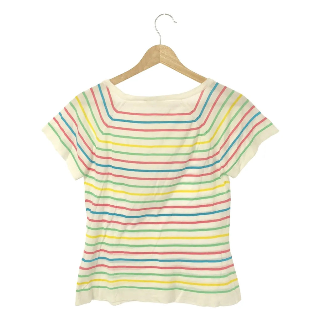 JOHN SMEDLEY / 존스메들리 | 씨 아일랜드 코튼 스퀘어 넥 테두리 니트 티셔츠 | S | 멀티 컬러 | 여성