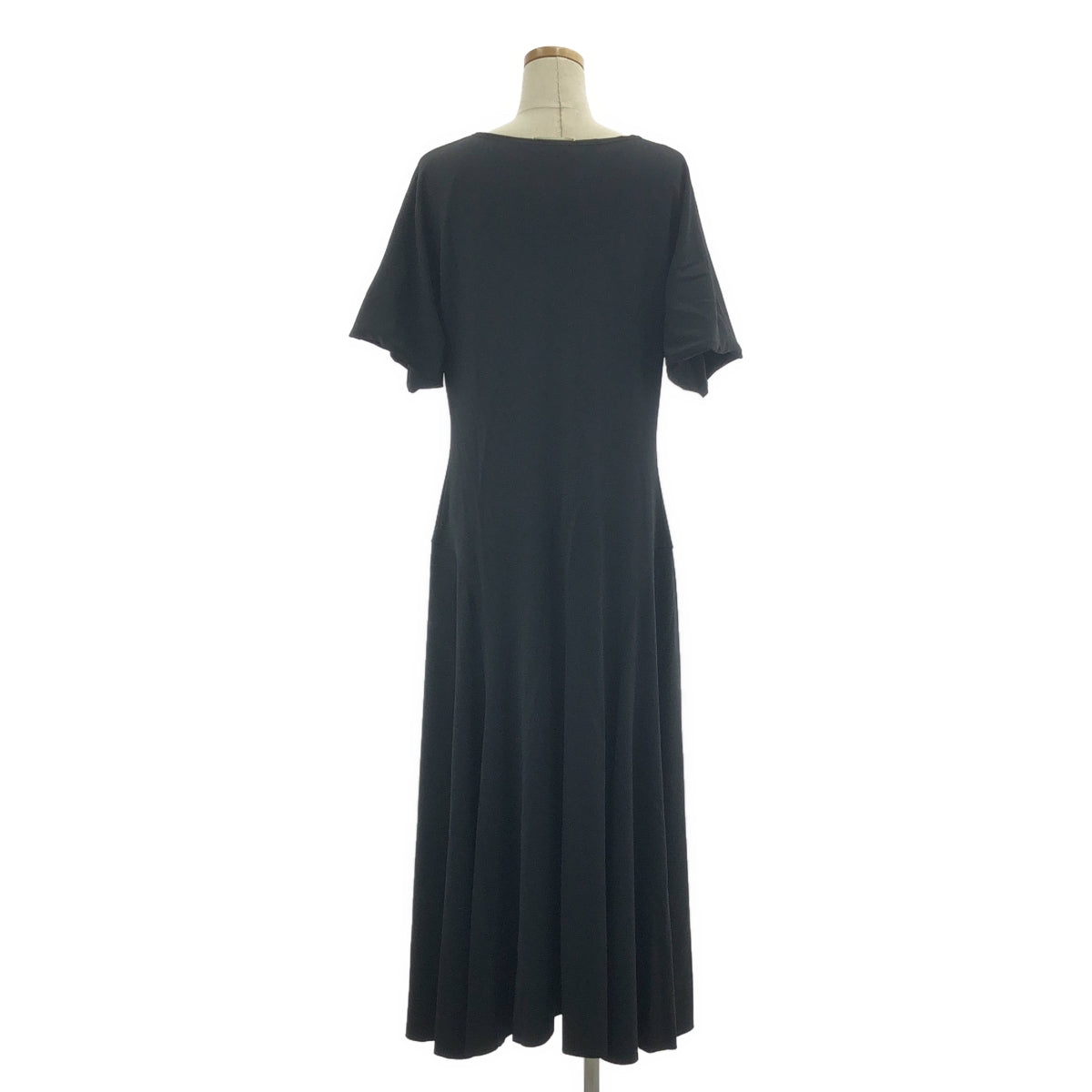 THE ROW / ザロウ | V-Neck Elastic Dress ハーフスリーブ ロング ワンピース | M | ブラック | レディース