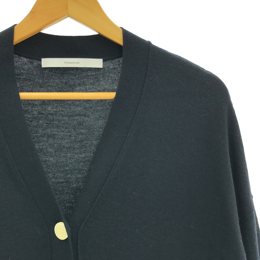 Framework / フレームワーク | Vネック ビッグカーディガン | F | ネイビー | レディース